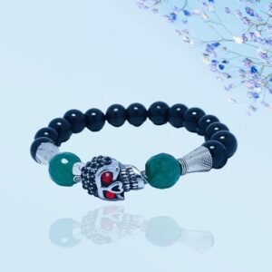 Black Agate Skull Bracelet