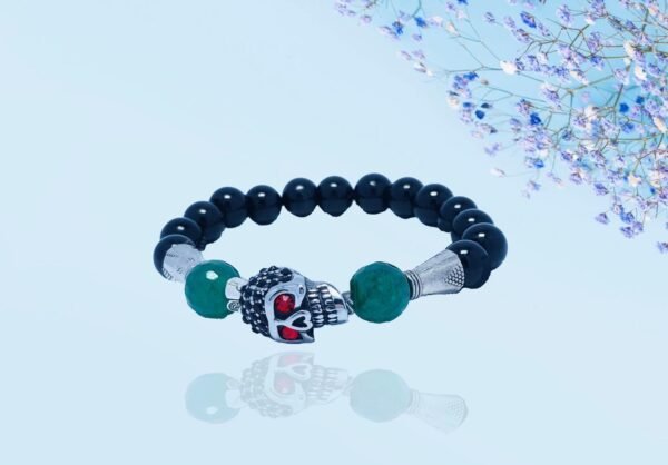 Black Agate Skull Bracelet