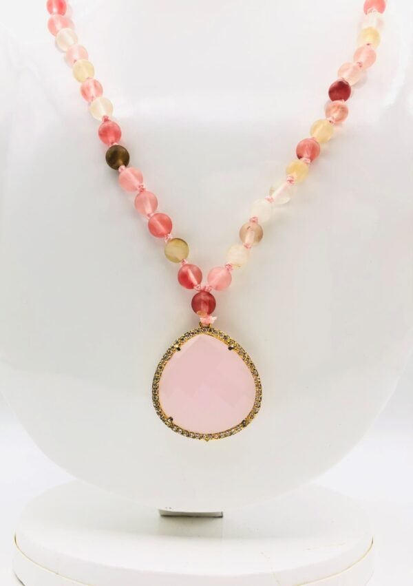 Strawberry Rose Quartz Necklace