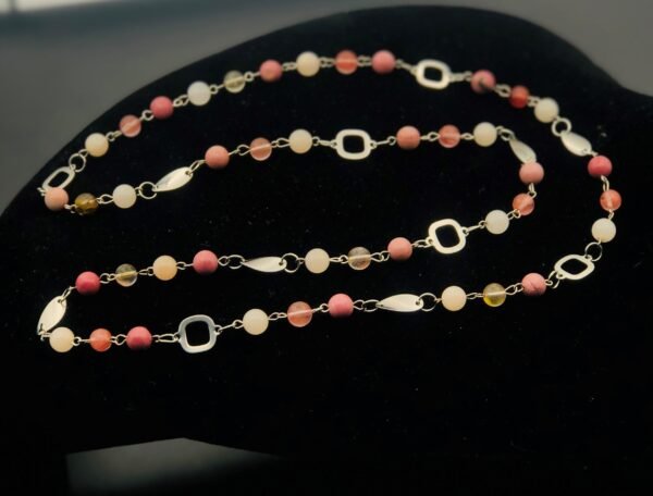 Rose Quartz, Moss Agate Necklace