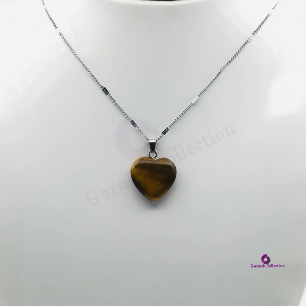 Tiger Eye Stone Pendant With Silver Chain