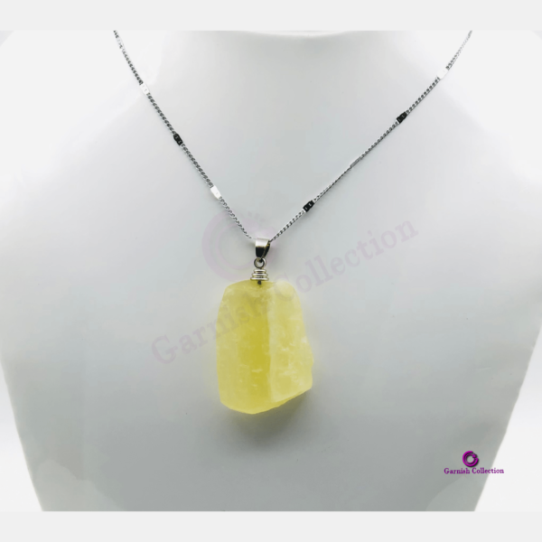 Yellow Calcite Pendant-925 sterling silver chain