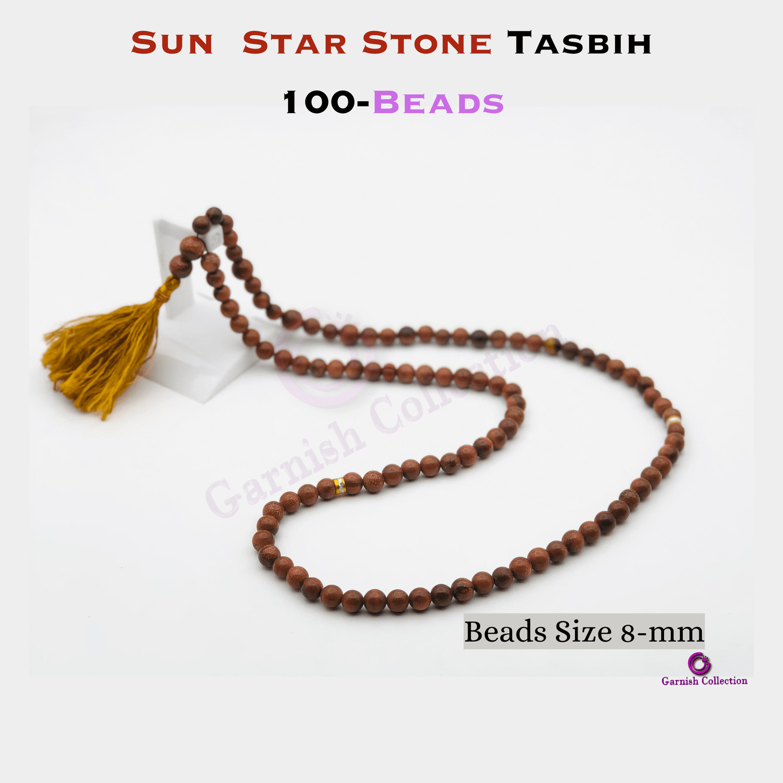 Sun Star Stone Tasbih 100-Beads 8mm