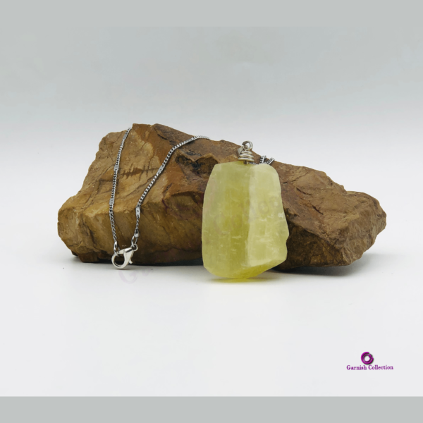 Yellow Calcite Pendant-925 sterling silver chain