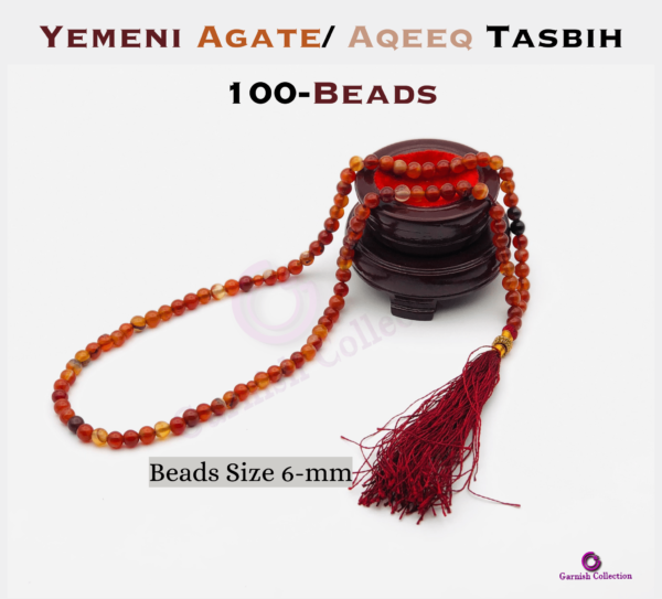 Yemeni Aqeeq Tasbih 100-Beads 6mm