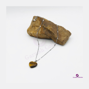 Tiger Eye Stone Pendant With Silver Chain