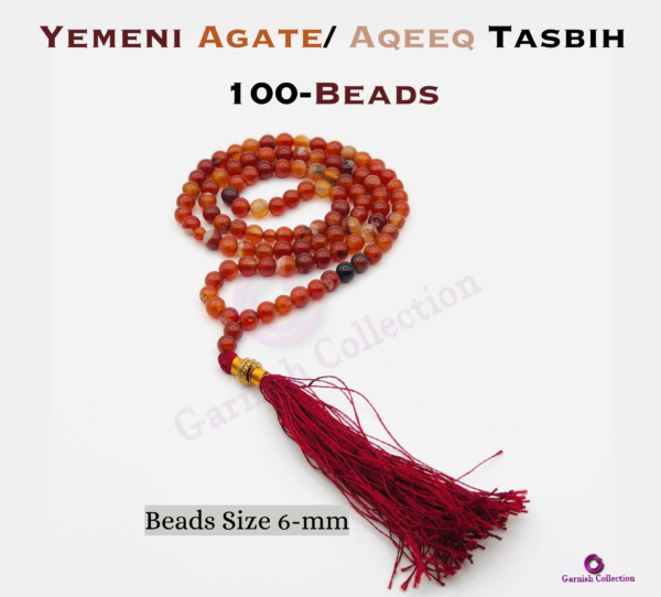 Yemeni Aqeeq Tasbih 100-Beads 6mm