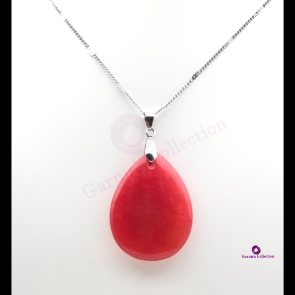 Red Agate Stone Pendant with 925-Sterling silver chain