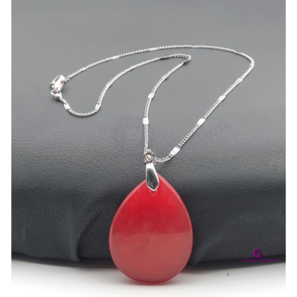 Red Agate Stone Pendant with 925-Sterling silver chain