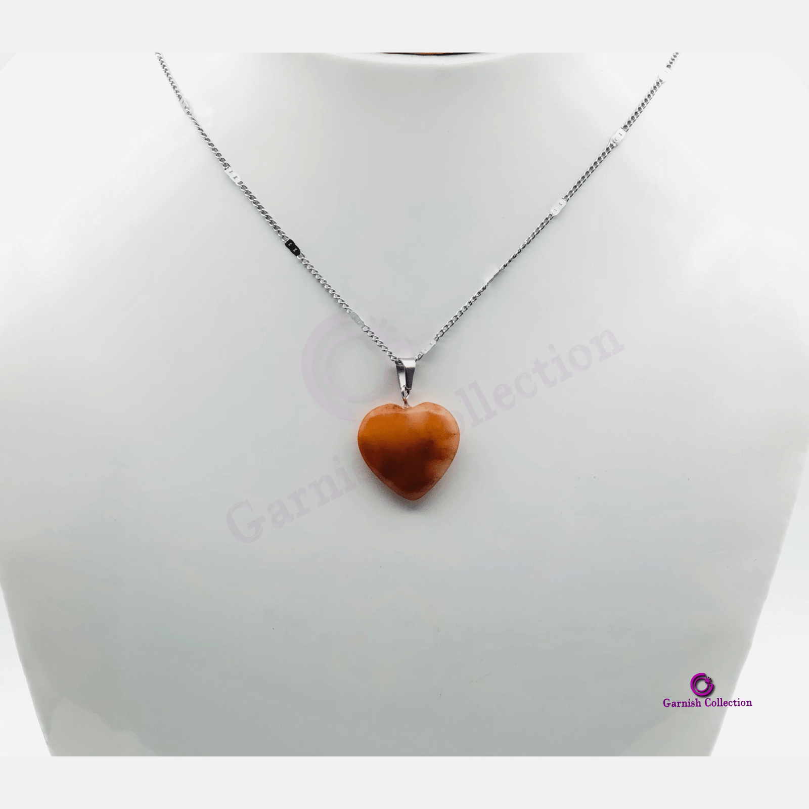 Heart Carnelian Pendant 925 Silver Chain