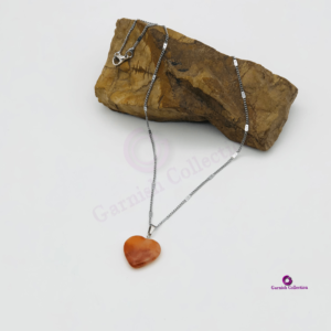 Heart Carnelian Pendant 925 Silver Chain