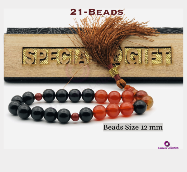 Brown Black Aqeeq Tasbih 21 Beads