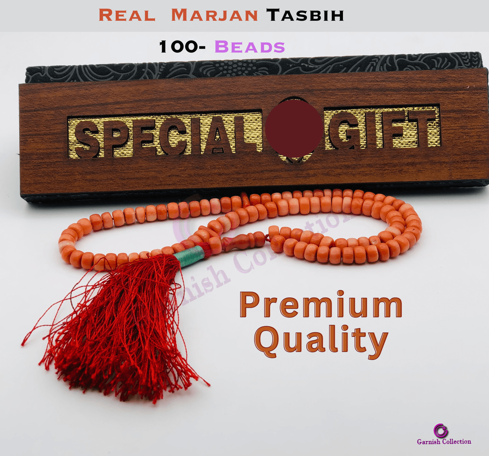 Real Marjan Stone Tasbih 100-Beads Premium