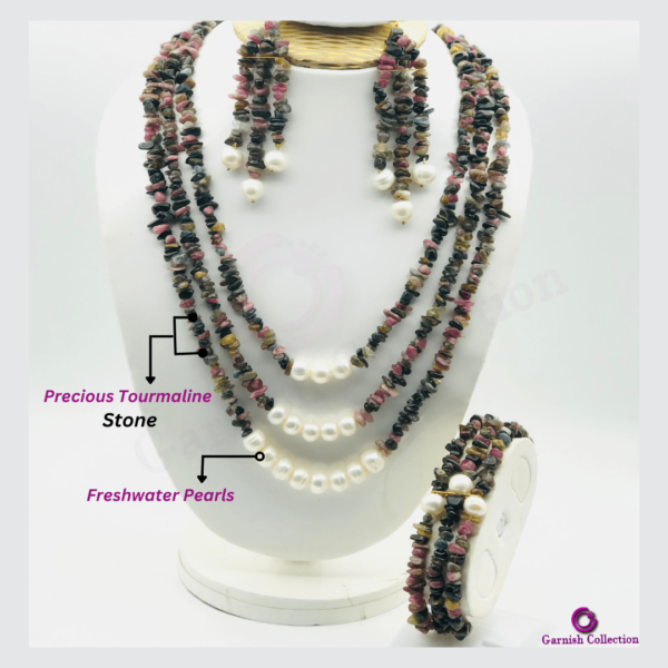 Precious Tourmaline & Freshwater Pearls Jewelry Set