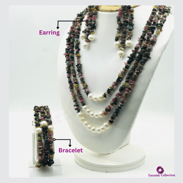 Precious Tourmaline & Freshwater Pearls Jewelry Set