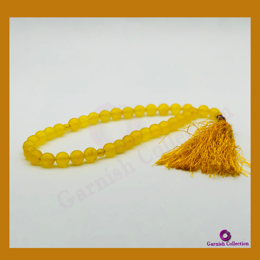 Radiant Yellow Aqeeq Stone Tasbih 33-beads