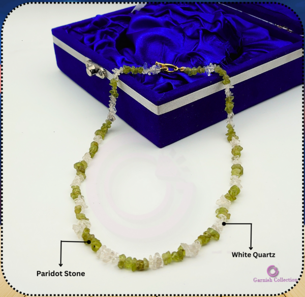 Elegant Peridot and White Quartz Necklace