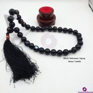 Black Sulemani Aqeeq Tasbih – 33 Beads (14mm)